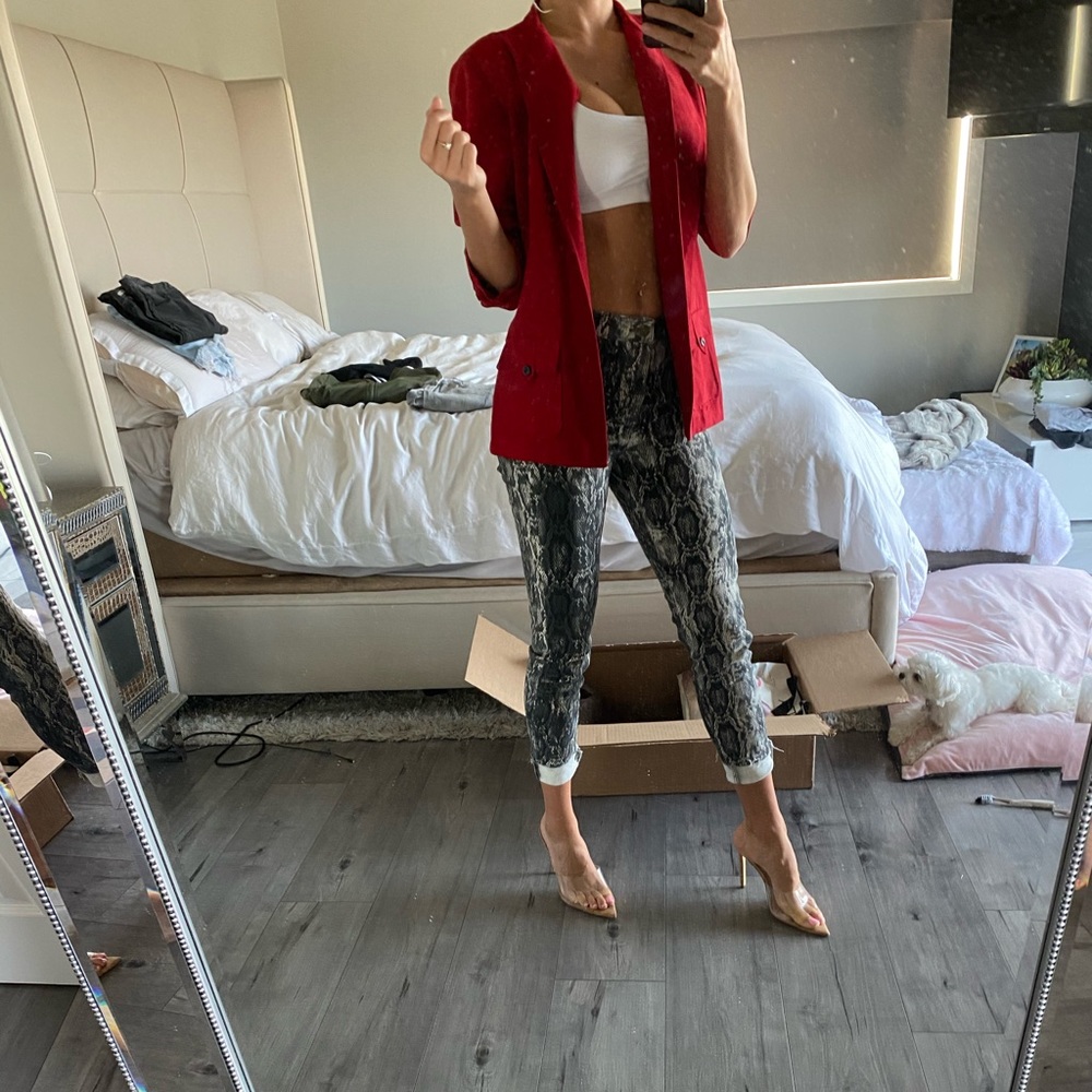 Red suede blazer